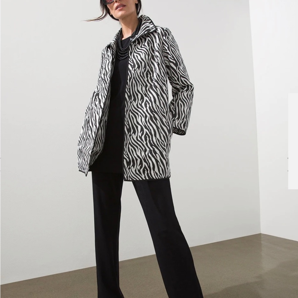 Chico’s Coat Jacket Women’s Size 2 (Large 12) Petite Black & White Beautiful EUC - Picture 3 of 11